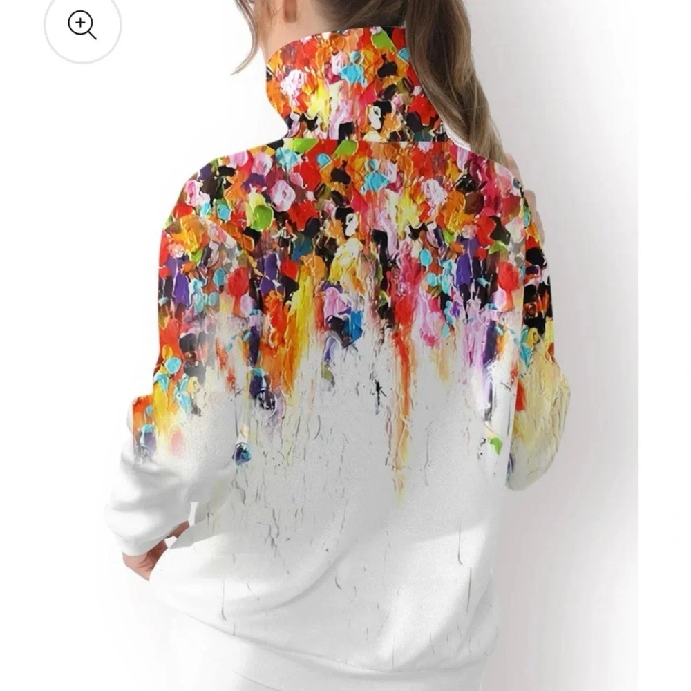 Abstract Inked Women's Sweatshirt Size 14 - Picture 2 of 4